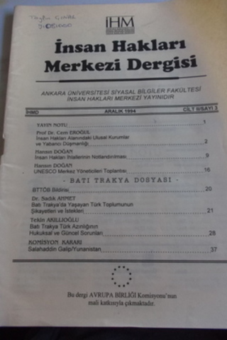İnsan Hakları Merkezi Dergisi 1994 / 3