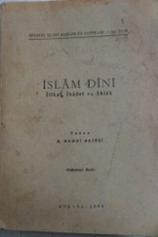 İslam Dini İtikat İbadet ve Ahlak A. Hamdi Akseki