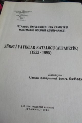 İstanbul Üniversitesi Fen Fakültesi Matematik Bölümü Kütüphanesi Sürel