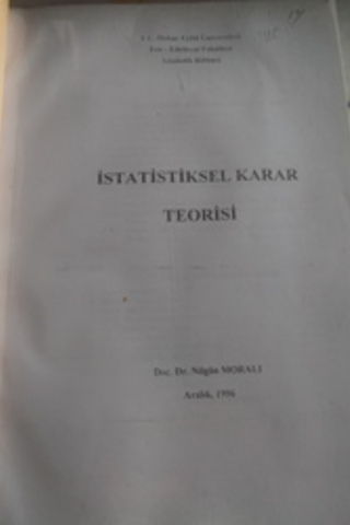 İstatistiksel Karar Teorisi Ders Notu