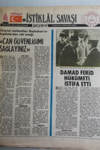 İstiklal Savaşı Gazetesi 1 Ekim 1919 Can Güvenliğimi Sağlayınız