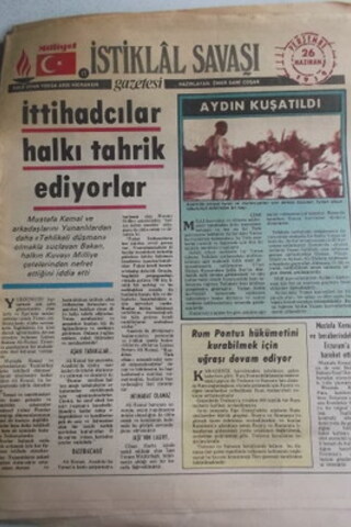 İstiklal Savaşı Gazetesi 26 Haziran 1919 İttihadcılar Halkı Tahrik Edi