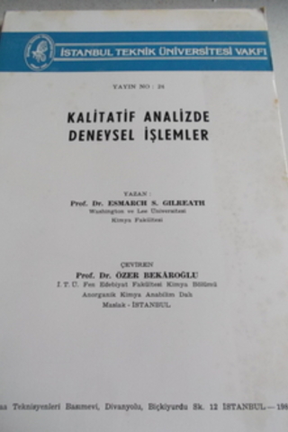 Kalitatif Analizde Deneysel İşlemler