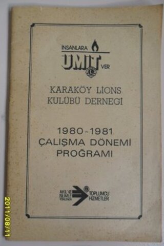 Karaköy Lions Kulübü Derneği 1980-1981 Çalışma Dönemi Programı