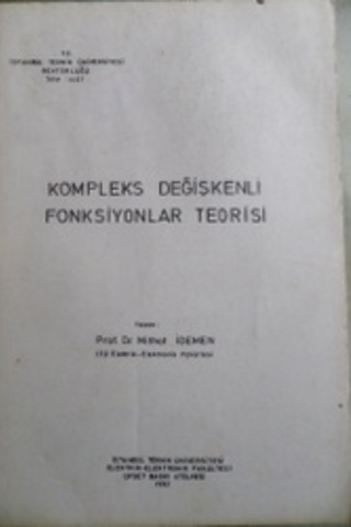 Kompleks Değişkenli Fonksiyonlar Teorisi Mithat İdemen