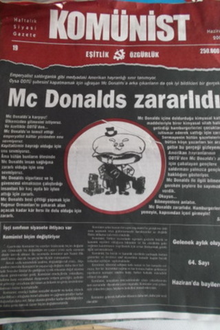 Komünist Haftalık Siyasi Gazete 2001 / 19
