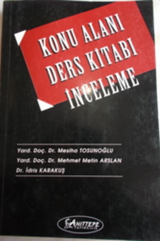 Konu Alanı Ders Kitabı İnceleme Mesiha Tosunoğlu
