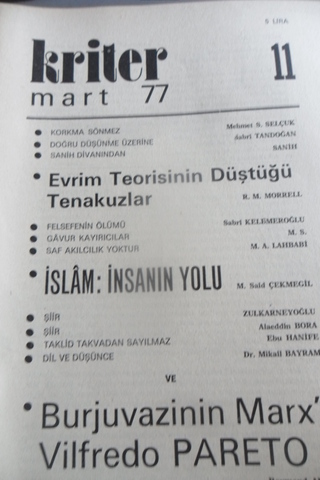 KRİTER AYLIK DERGİ YIL.1 SAYI. 11 MART 1977