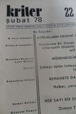 KRİTER AYLIK DERGİ YIL.1 SAYI. 22 ŞUBAT1978