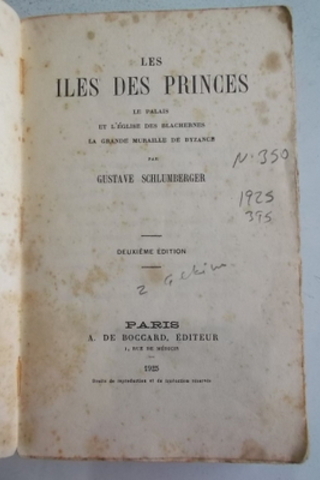 LES ILES Des Princes Gustave Schlumberger
