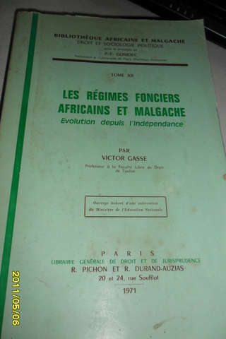 Les Regimes Fonciers Africains Et Malgache Victor Gasse