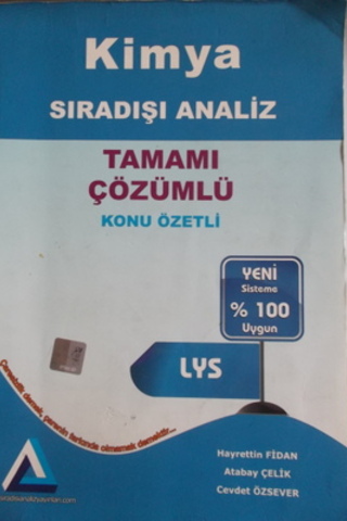 LYS Kimya Sıradışı Analiz Tamamı Çözümlü Konu Özetli Hayrettin Fidan