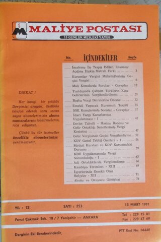 Maliye Postası 1991 / 253