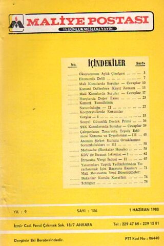 Maliye Postası 1988/ 186