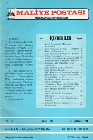 Maliye Postası 1988/ 187
