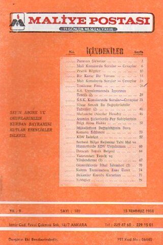 Maliye Postası 1988/ 189
