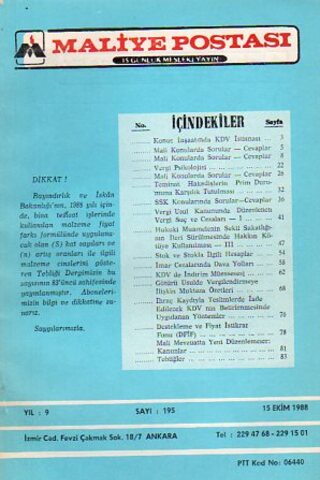Maliye Postası 1988/ 195