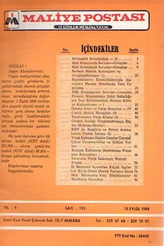 Maliye Postası 1988/ 197