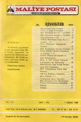 Maliye Postası 1988/ 198