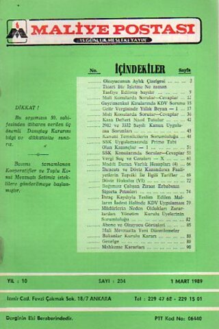 Maliye Postası 1989/ 204