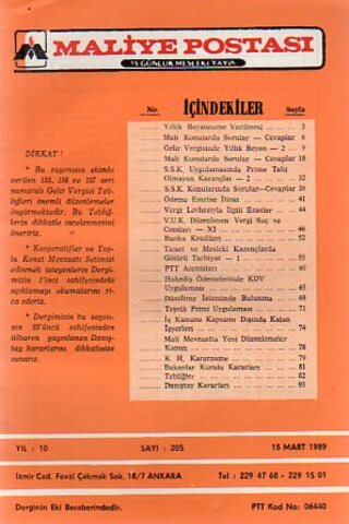 Maliye Postası 1989/ 205
