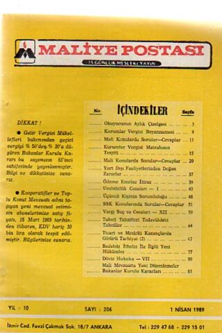 Maliye Postası 1989/ 206