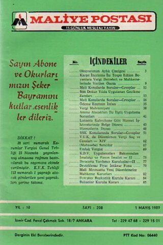 Maliye Postası 1989/ 208