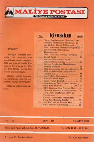 Maliye Postası 1989/ 209