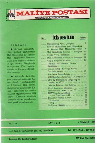 Maliye Postası 1989/ 212
