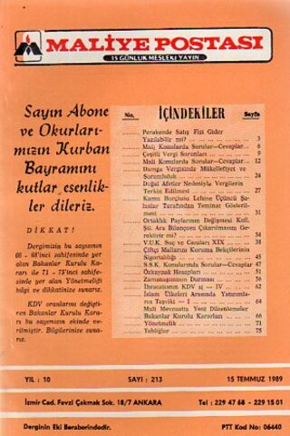 Maliye Postası 1989/ 213
