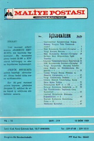 Maliye Postası 1989/ 219