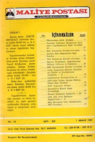Maliye Postası 1989/ 222