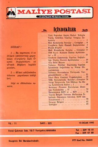 Maliye Postası 1990 /225