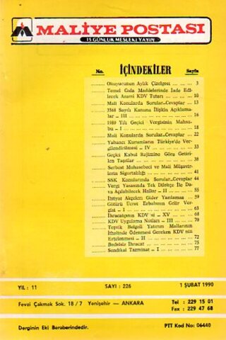 Maliye Postası 1990 /226