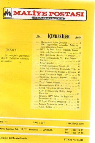 Maliye Postası 1990 /234