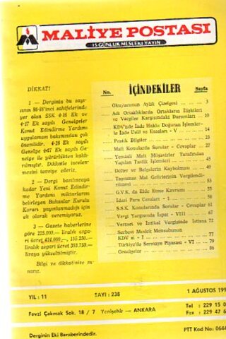 Maliye Postası 1990 /238