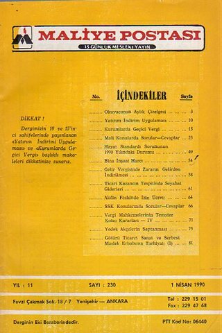 Maliye Postası 1991/ 230