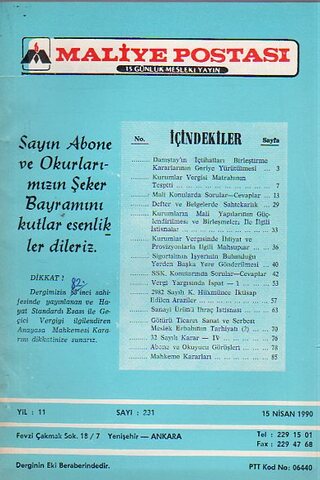 Maliye Postası 1991/ 231