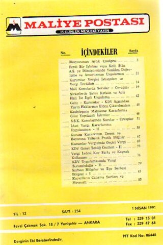 Maliye Postası 1991/ 254