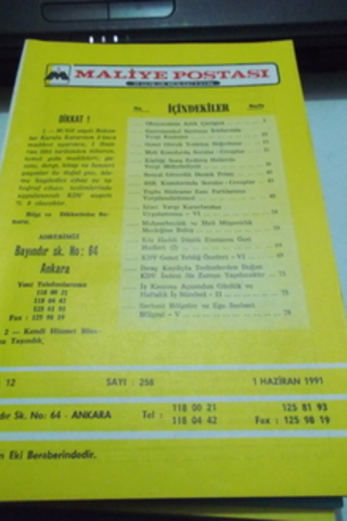 Maliye Postası 1991 / 258