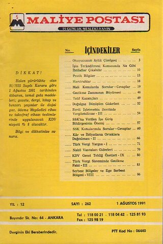 Maliye Postası 1991/ 262