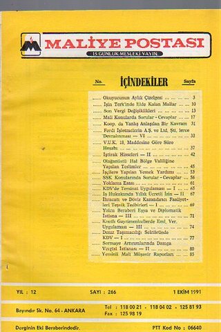 Maliye Postası 1991/ 266