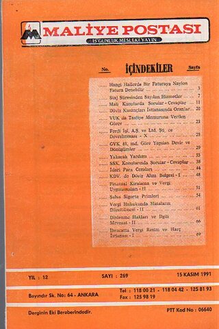 Maliye Postası 1991/ 269