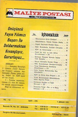 Maliye Postası 1991/270