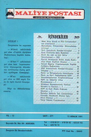 Maliye Postası 1991/ 271