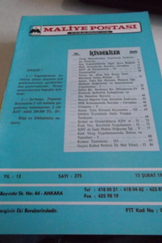 Maliye Postası 1992 / 275