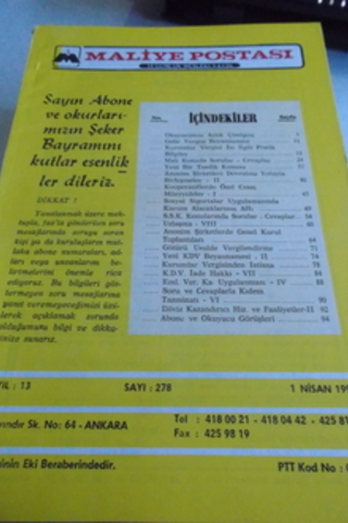 Maliye Postası 1992 / 278