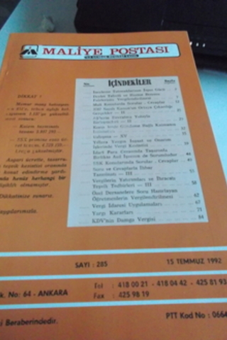 Maliye Postası 1992 / 285