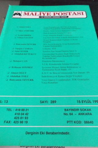 Maliye Postası 1992 / 289