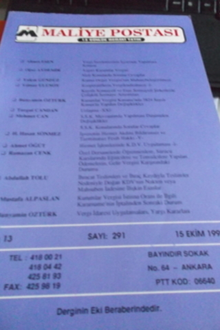 Maliye Postası 1992 / 291